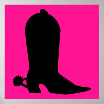 Cowboy Boot Silhouette Posters