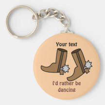 Cowboy Boots Rather be Dancing Country Western Keychain