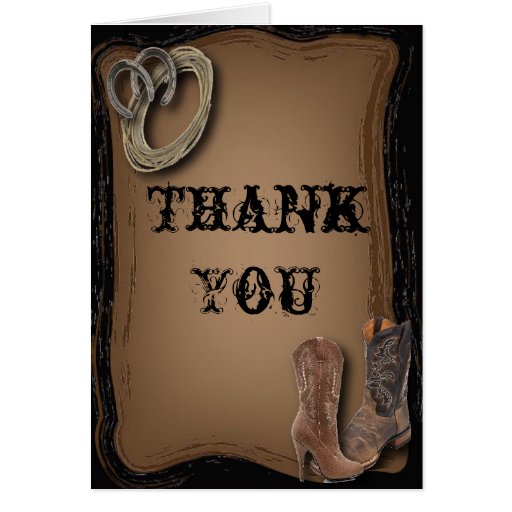 Cowboy Boots Western Wedding Thank You Card | Zazzle