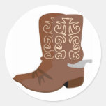 Cowboy Boots with Spurs Round Stickers