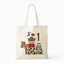 Cowboy First Birthday Tote Bags