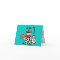 Cowboy First Birthday Invitation Greeting Card
