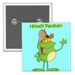 Cowboy Frog Waving Howdy Button