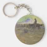 Cowboy Herding Cattle on the Range by Lon Megargee Keychains