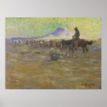 Cowboy Herding Cattle on the Range by Lon Megargee posters