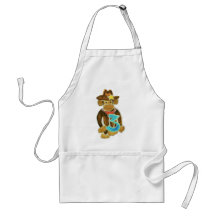 Cowboy Monkey Holding Three Aprons
