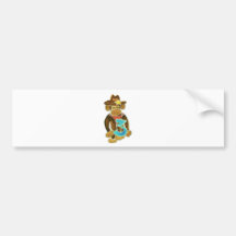 Cowboy Monkey Holding Three Bumper Stickers