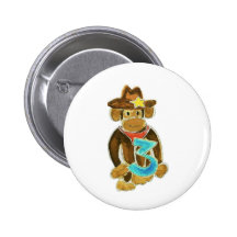 Cowboy Monkey Holding Three Buttons