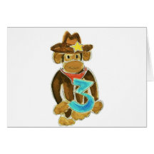 Cowboy Monkey Holding Three Greeting Cards