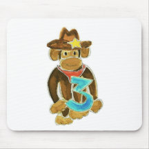 Cowboy Monkey Holding Three Mousepads