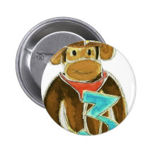 Cowboy Monkey Holding Three Pinback Buttons