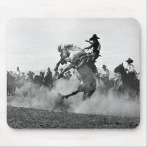 Cowboy on a bucking bronco mousepad