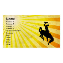 Cowboy on Bucking Bronc; yellow Business Card Templates