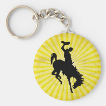 Cowboy on Bucking Bronc; yellow Keychains