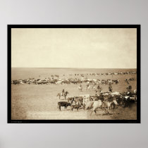Cowboy Round-Up at Belle Fouche SD 1887 Print