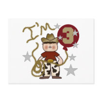 Cowboy Third Birthday T-shirts and Gifts Post Cards