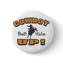 Cowboy Up Bull Rider Button