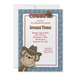 Cowboy Western Monkey 5x7 Baby Shower Invitation