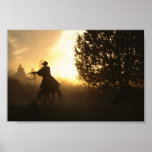 Cowboy with Lasso in Sunset Posters
