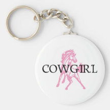 Cowgirl Bronc Horse (pink horse version) Key Chains