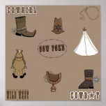 Cowgirl Cowboy Fun Western Gear Art Print Poster