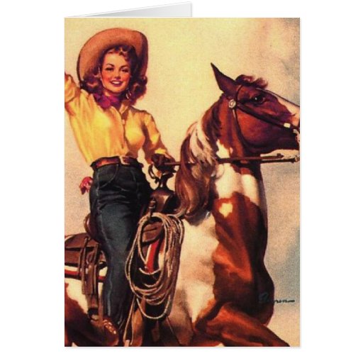 Cowgirl on Her Horse Greeting Cards