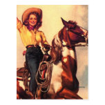 Cowgirl on Her Horse Postcard