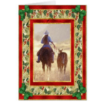 Cowgirl Quarter Horse Blank Christmas Card