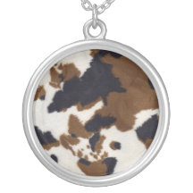 Cowhide Design Sterling Silver Necklace Pendent