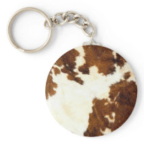Cowhide Print Cowboy Up! Key Chain