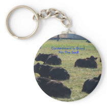 Cows, Contentment Is Good For The Soul Key Chain