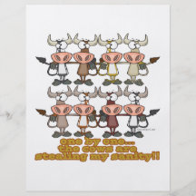 cows stealing my insanity humour cartoon flyer design