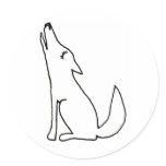 Coyote wolf dog howling - fun ink line drawing art stickers