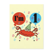Crab 1st Birthday Tshirts and Gfits Post Cards
