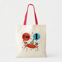 Crab 1st Birthday Tshirts and Gfits Tote Bags