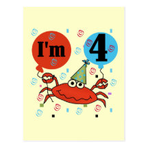 Crab 4th Birthday Tshirts and Gifts Post Card