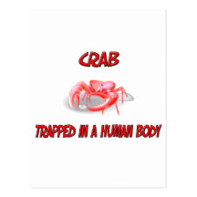Crab trapped in a human body postcards