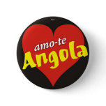 Crachá - Amo-te Angola - Coração  Preto buttons