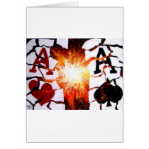CRACKED ACES EXPLODING POKER ACES GREETING CARDS