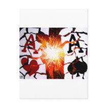 CRACKED ACES EXPLODING POKER ACES POSTCARD