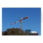 Crane in construction greeting cards