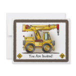 Crane Truck Kids Party Invitation