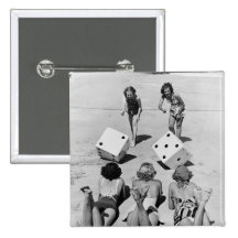 Craps in the Sand, 1940s Pinback Button