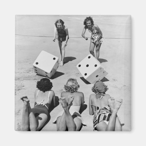 Craps in the Sand, 1940s Refrigerator Magnets