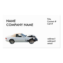 crashed car business cards