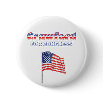 Crawford for Congress Patriotic American Flag Desi Pinback Button