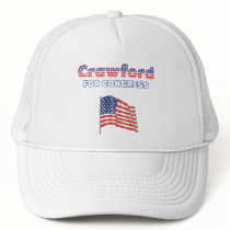 Crawford for Congress Patriotic American Flag Desi Trucker Hat