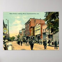 Crawfordsville, Indiana Main Street Poster
