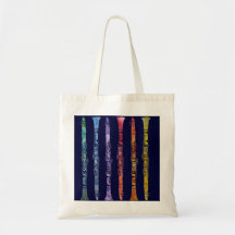 Crayon Clarinets on Navy Tote Bag