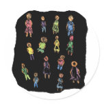 Crayon Colorful male and female figures random aga stickers